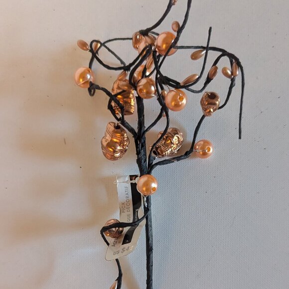 NWT 3 Goth Skulls Pearls Orange Halloween Decoration Floral Picks Ashland Decor - Picture 10 of 15